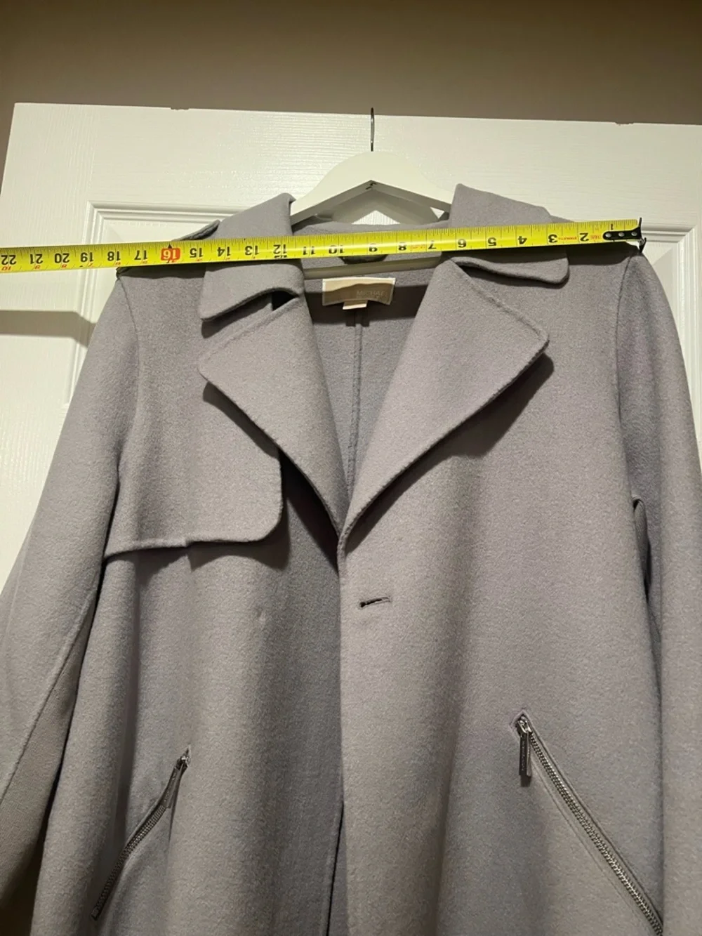 Michael Kors Wool Blend Coat NWT L Lavender Gray Long Trench Coat